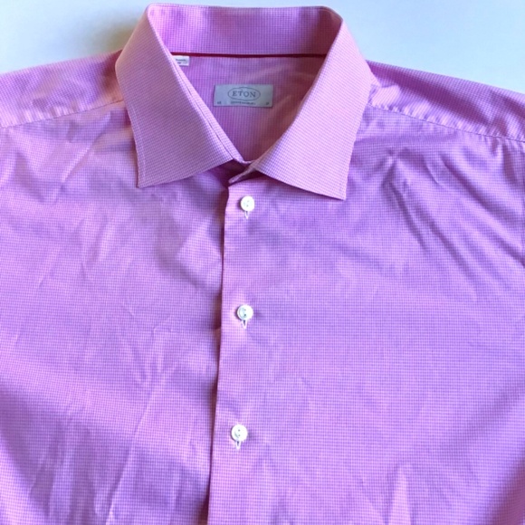ETON contemporary lovely mini pink checkered cotton shirt Sz 19 made in Europe - Picture 3 of 10